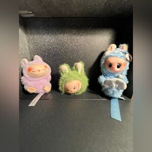 Set of 3 - Labubus 🩵💚💜 charms 💜💚🩵
